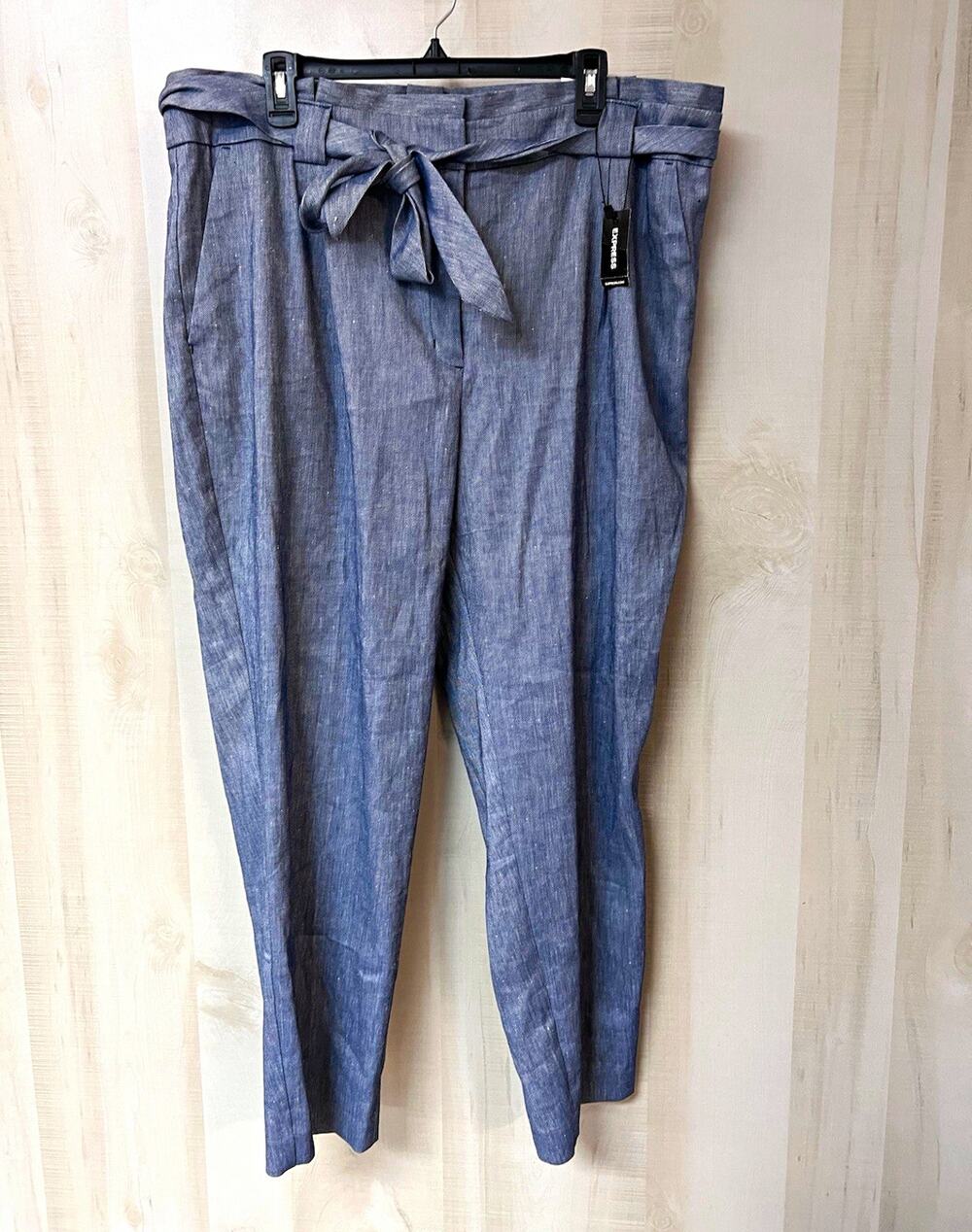 Express Blue Ankle Linen Blend Pants - NWT